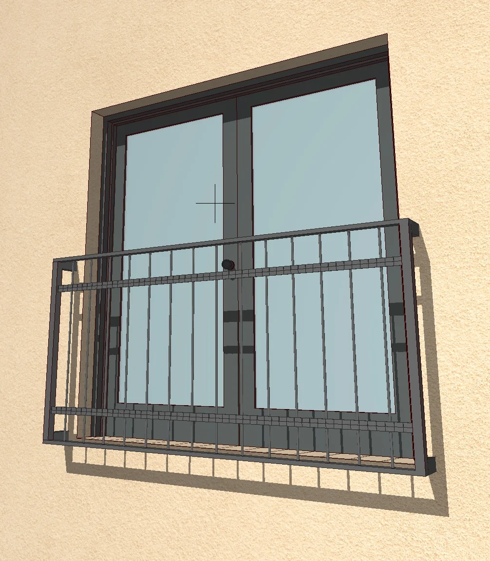 Металлическое ограждение на окне желтого здания.