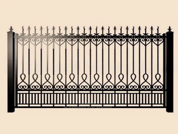 Кованые железные ворота с декоративными узорами