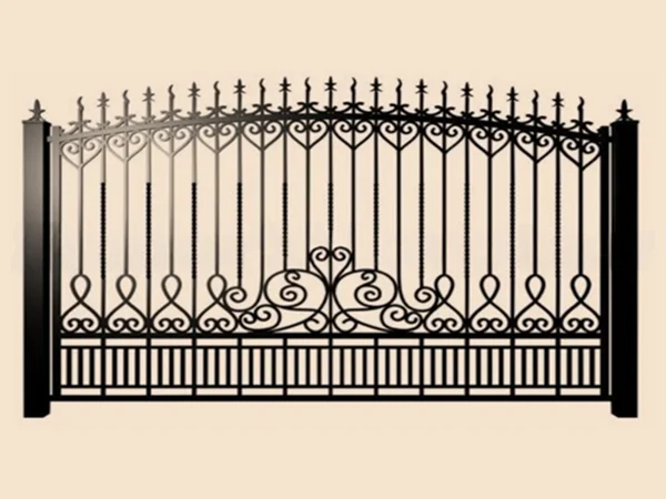 Красивые кованые ворота с орнаментом