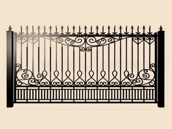 Изящные кованые ворота с декоративными элементами