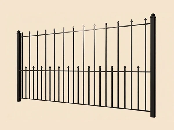 Металлический забор на бежевом фоне