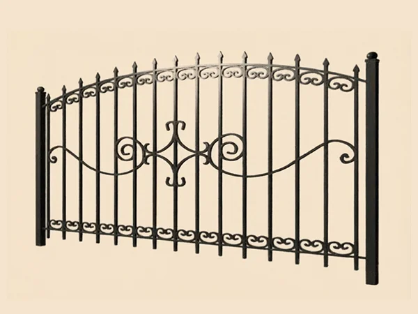 Кованый железный забор с декоративным узором
